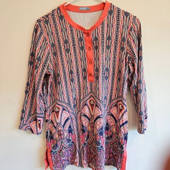 J. McLaughlin 3/4 Sleeve Tunic Blouse Top M - Picture 3 of 7